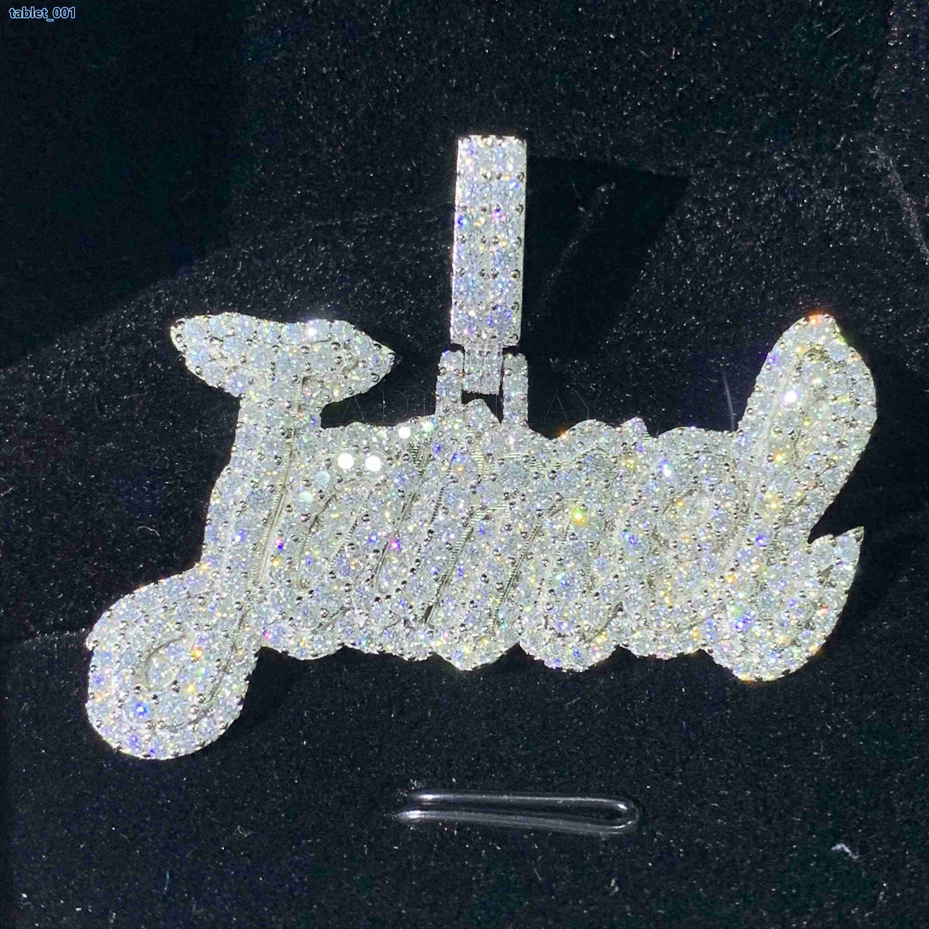 Hiphop 15in Moissanite Initial Pendant S925 Iced Out VVS Moissanite Diamond Letter Pendant Bling Rapper Moissanite Name Pendant