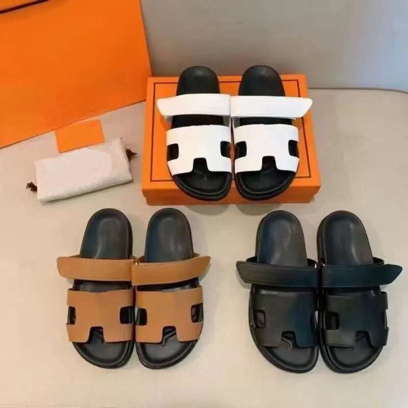 Designer Slippers Women Sandal Flip Flops Flat Sandals Beach Comfort Calfskin Leather Natural Suede Goatskin Brown Black Sliders