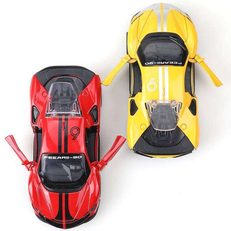 bagged1:36 Alloy Model Simulation SF90 Racing Vehicle Pull Back Car Ornaments Collection Toys For Boy Children Z260306