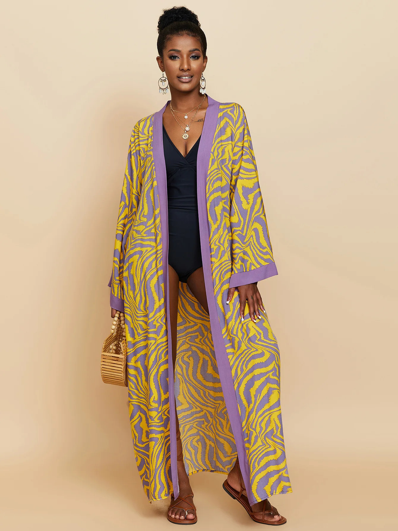 2026 Women Swimsuit Beach Cover Up dress Sleeve Kaftan Tunic Long Pareos Bikinis ups Summer Robe Plage Beachwear 260228