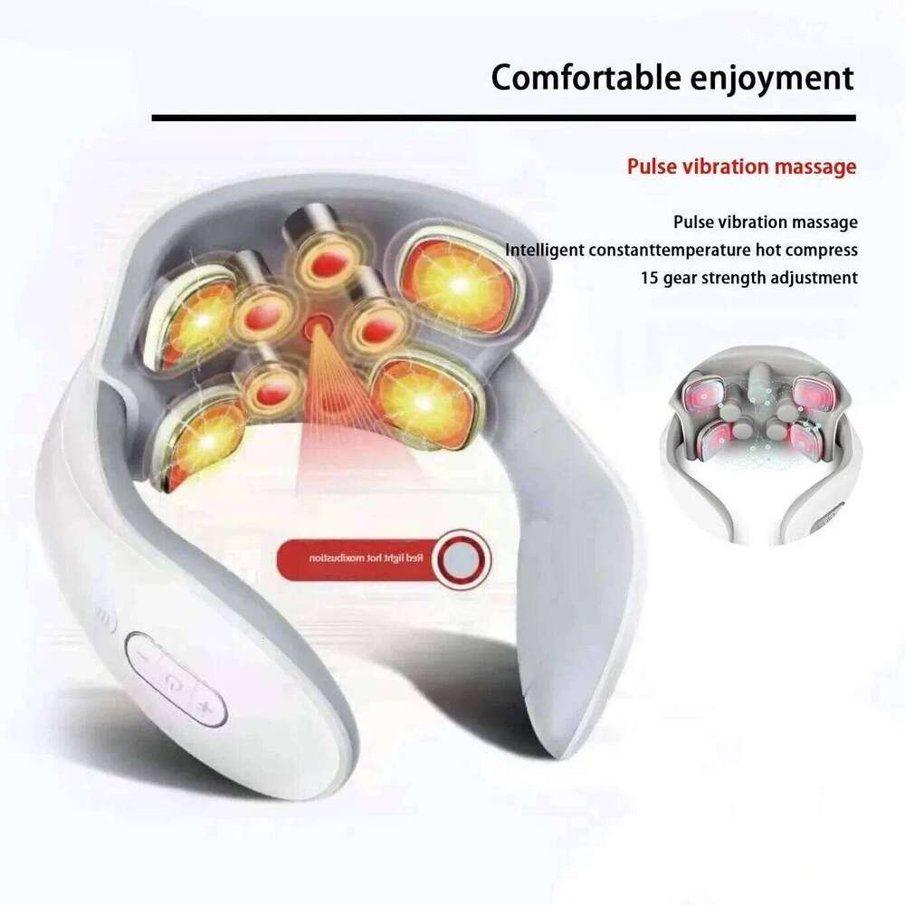 Electric Neck Massager EMS Pain Relief Pulse Cervical Acupressure Hot Compress Intelligent Massage Shoulder Relaxation Device 26Y0307