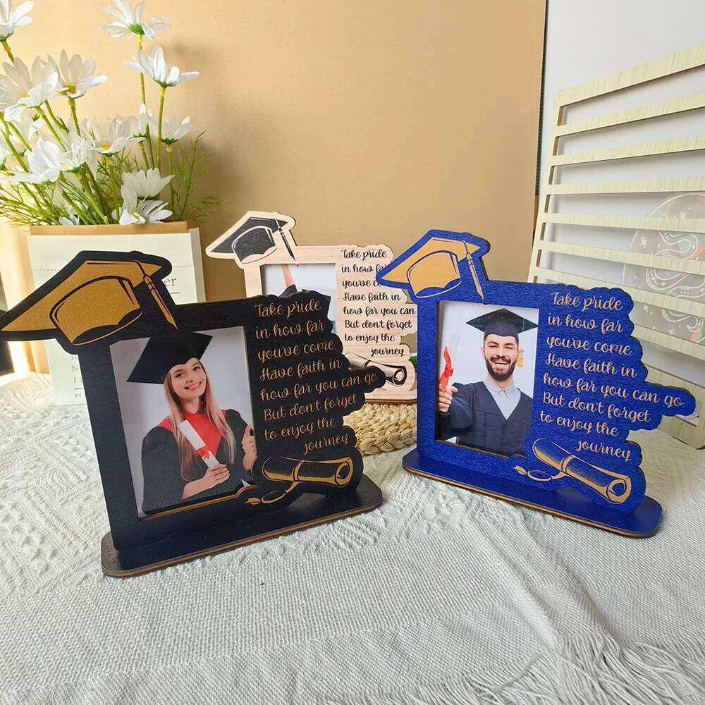 Wooden DIY Gift Picture Display Photo Frame for Graduation Party Class Desktop Stand Decora H260306