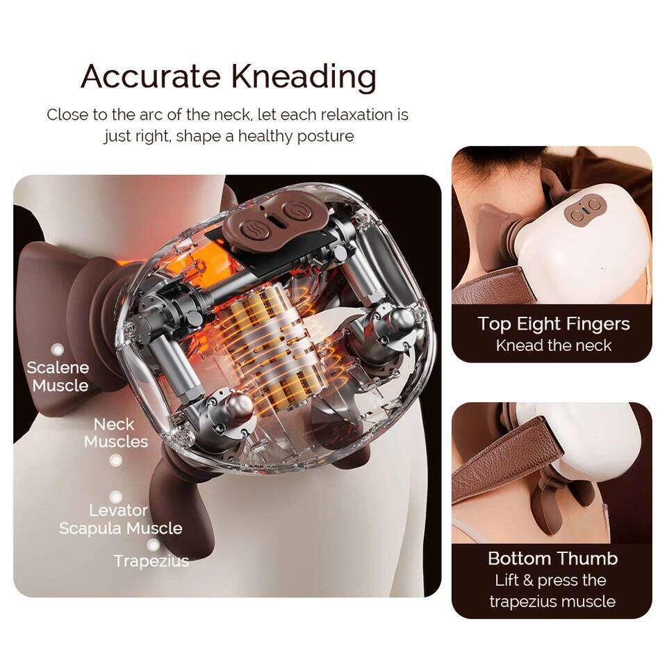 4D Hand Shaped Kneading And Massager Portable Neck Shoulder Massage Pillow Brushless Motor Trapezius masajeador 26Y0307