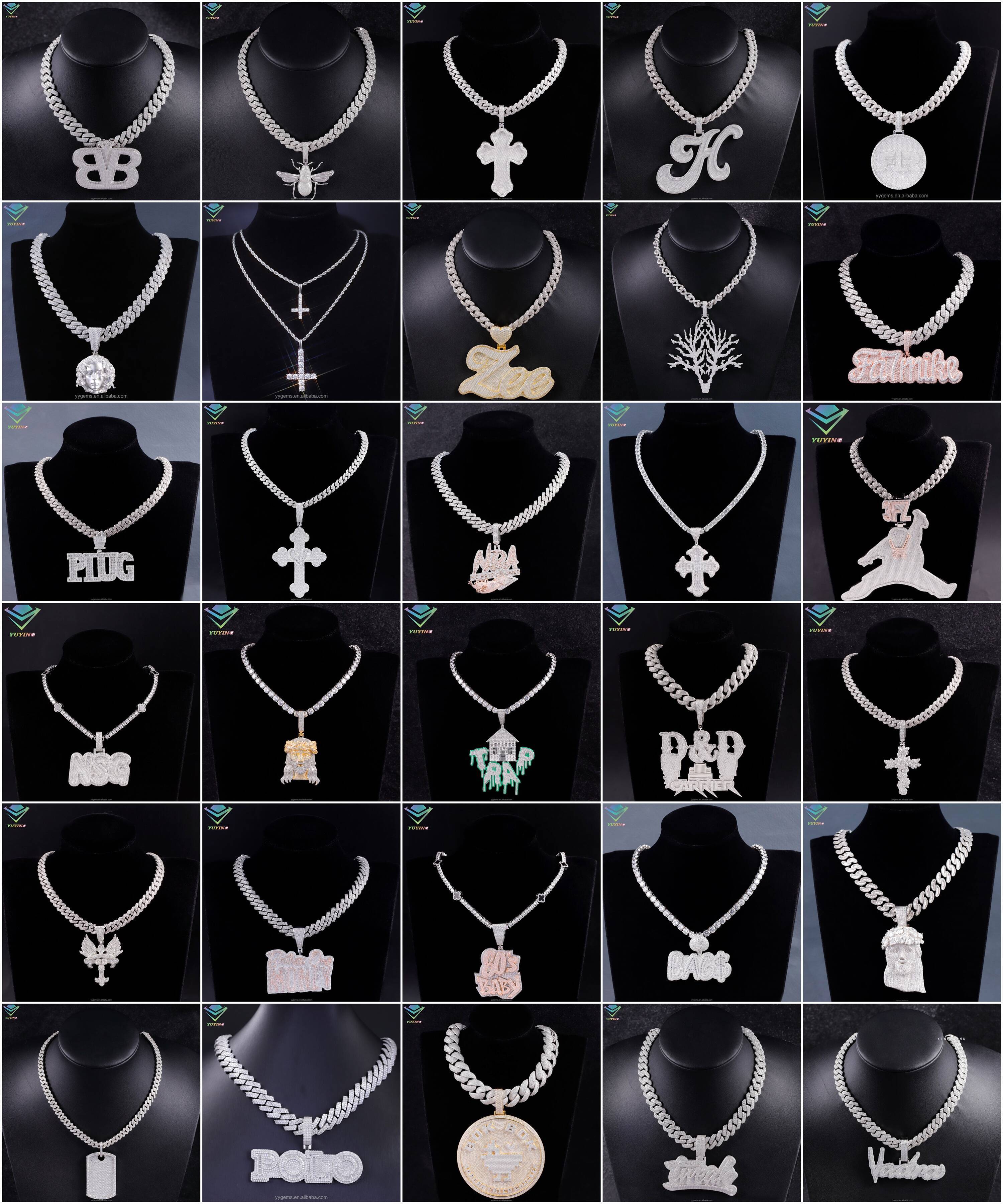 New Arrival Fancy Color Moissanite Cross Pendant for Necklace 925 Solid Silver Hip Hop Pendant VVS Moissanite Cross Pendant