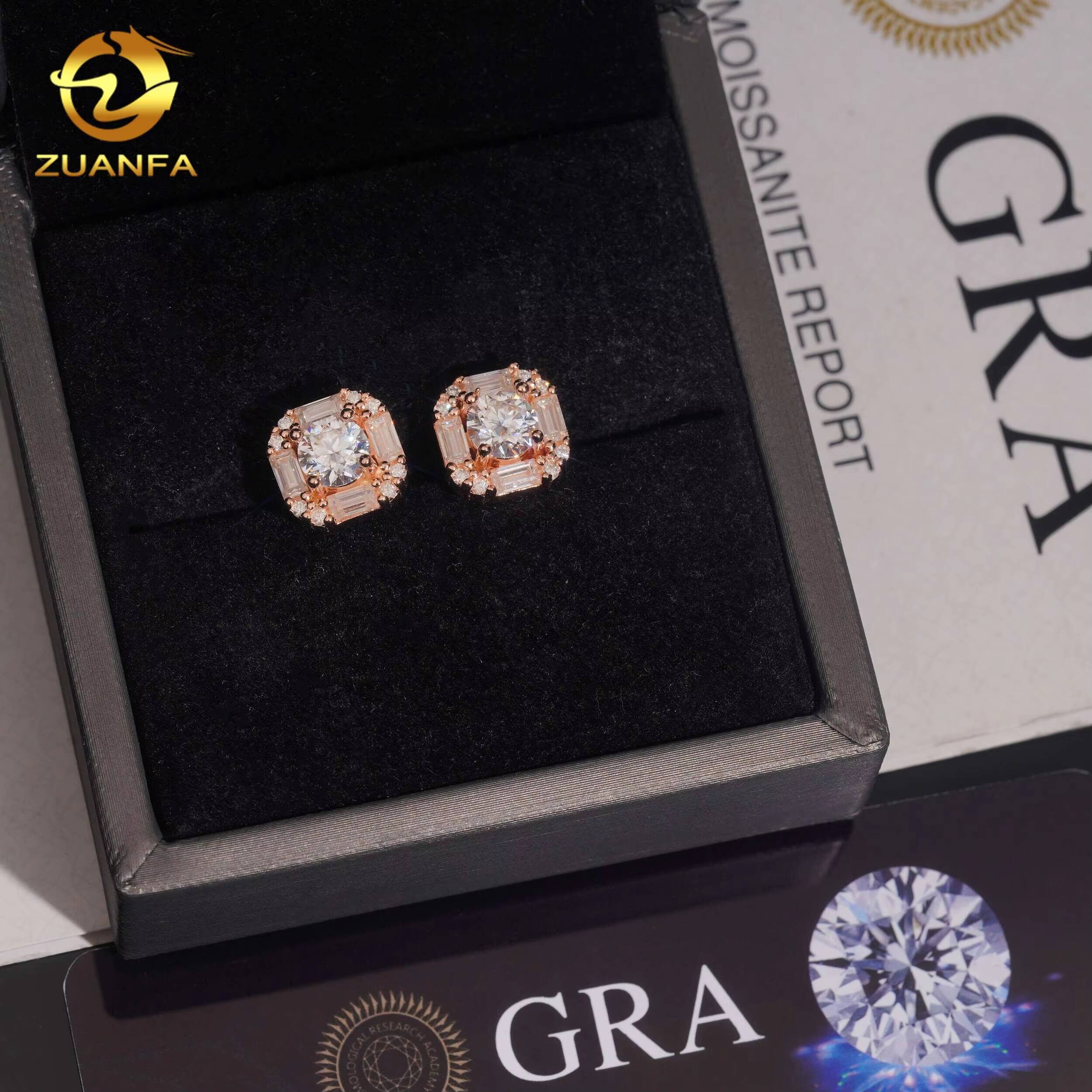Wholesale Price 10mm Moissanite Hip Hop Earrings Screw Back 925 Silver Men Moissanite Earrings Pass Diamond Tester