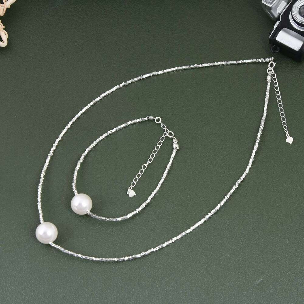 Carefully Selected Valentine's Day Special French-style Silver Pearl Bracelet and Necklace Set S925 Women's Chain, Popular on Xiaohongshu