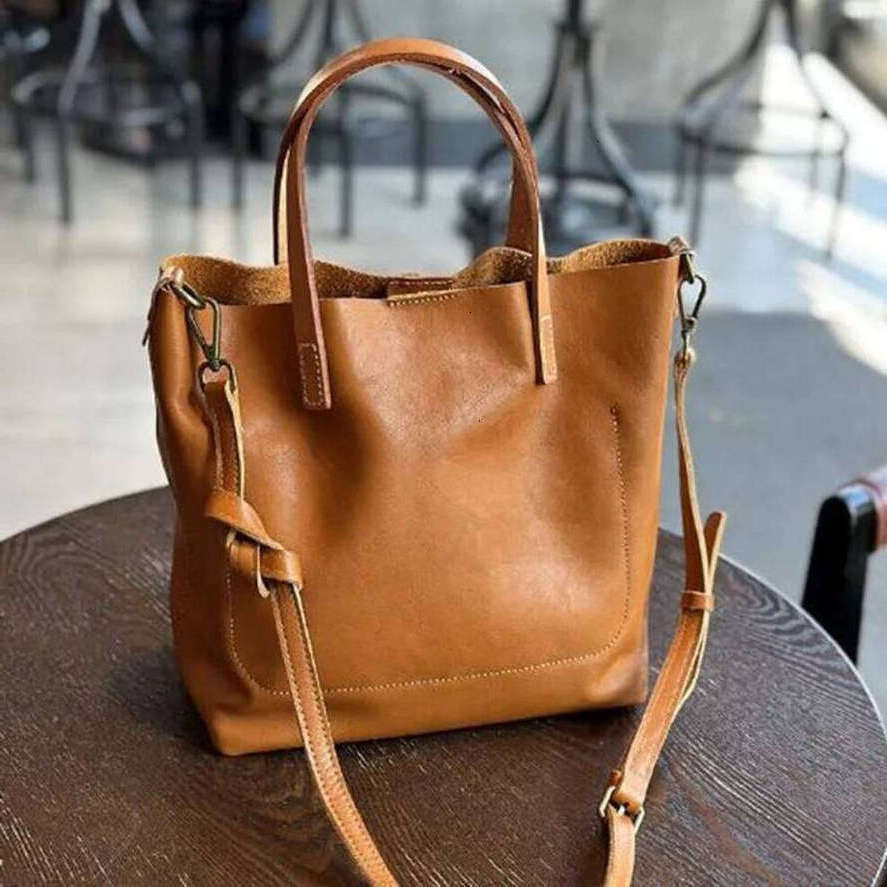 OLOEY 2025 New Japanese Vintage Cowhide Handbag Female Fashion Trend Temperament Commuter Leather Shoulder Crossbody Bag Practical Bags