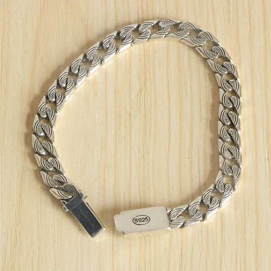 Elegant S925 sterling tiger head bracelet, vintage distressed fashion trend, Cuban chain, Thai silver, high-quality silver jewelry