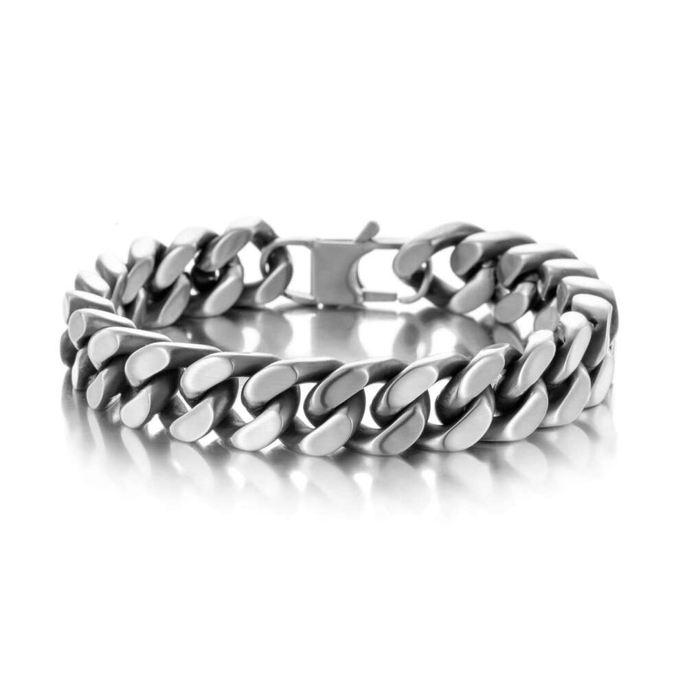 Cross-Border Source Retro Men's Titanium Steel High-Quality Brushed Cuban Chain Bracelet Fashionable Personality Punk Jewelry