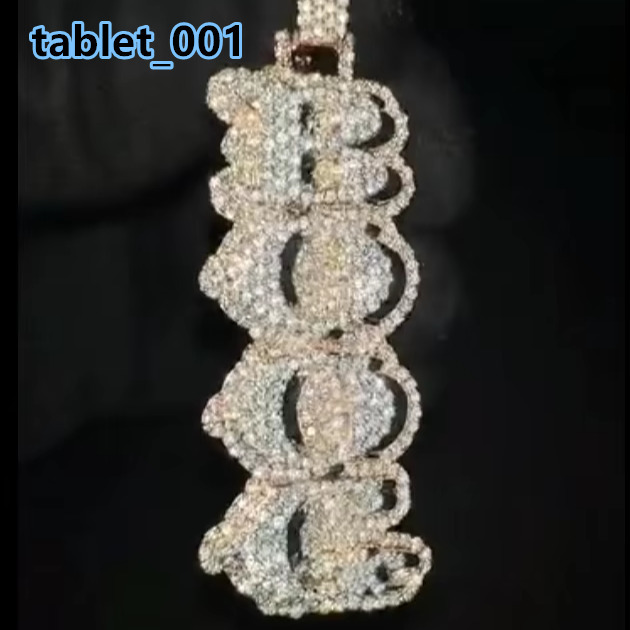 Moissanite Jewelry Custom Hip Hop Pendant Vertical Iced Out Pendant 925 Silver Moissanite Diamond Letter Pendant