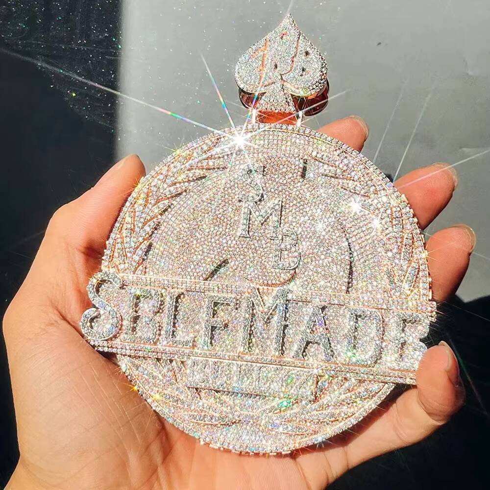 Custom 925 Sterling Silver Diamond Hip Hop Jewelry Full VVS Moissanite Iced Out Letter AD Name Pendant Bling Necklace