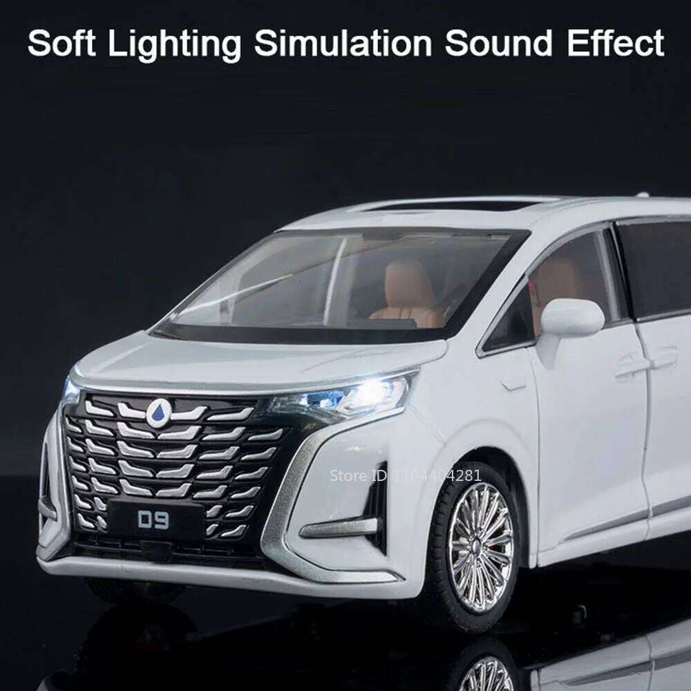 1:24 Denza D9 LM300H MPV Diecast Model Toys Alloy Car Sound Light Pull Back Doors Opened Miniature Vehice Friend Premium Present Z260306