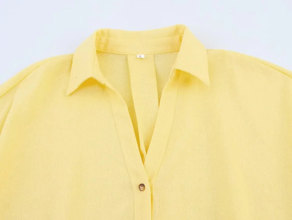 Womens Casual Loose Shirt for SpringSummer 2025 Collar Button n Wide Sleeves Minimalist Holiday Style 260228