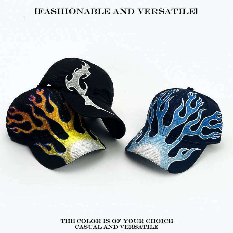 Sunshade Street Versatile Personal Peaked Caps Fashion ins New Men Women American Letter Embroidery Flame Thorn Baseball Hats Y260304