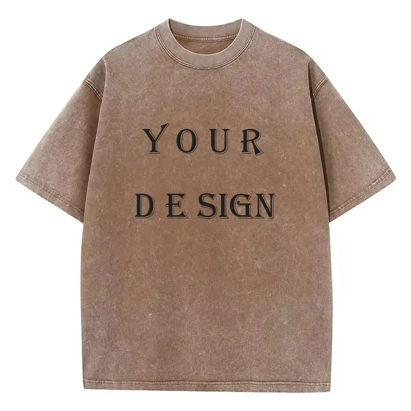 Unisex Cotton Washed Tshirt Customized Printed T Shirt Harajuku Top DIY Your Like Po or T-shirt Fashion Custom Top 260304
