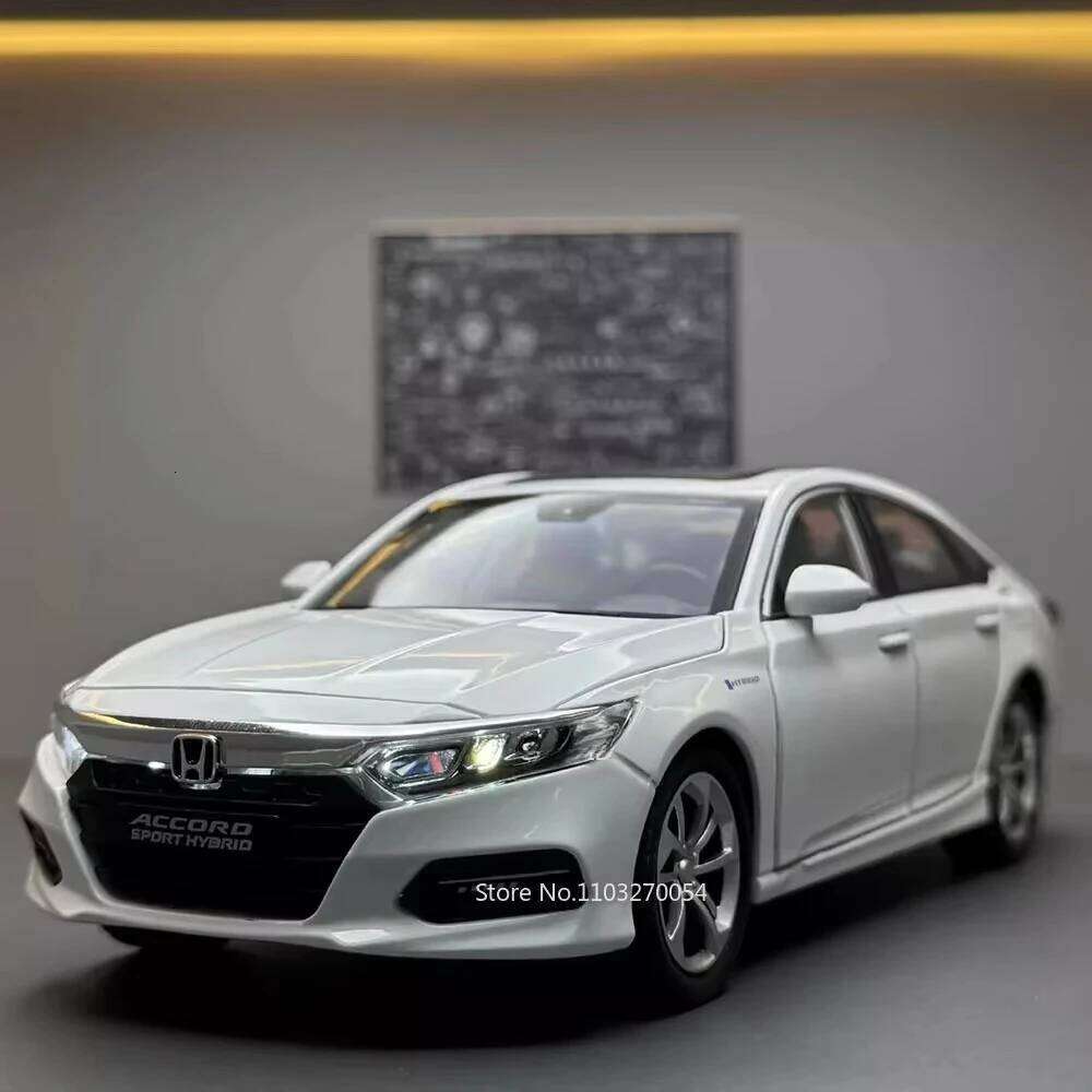 1:24 Honda Accord Models Toys Alloy Diecast Cars Front Wheel Steering Doors Opened Sound Light Pull Back Vehices Friend's Gifts Z260306