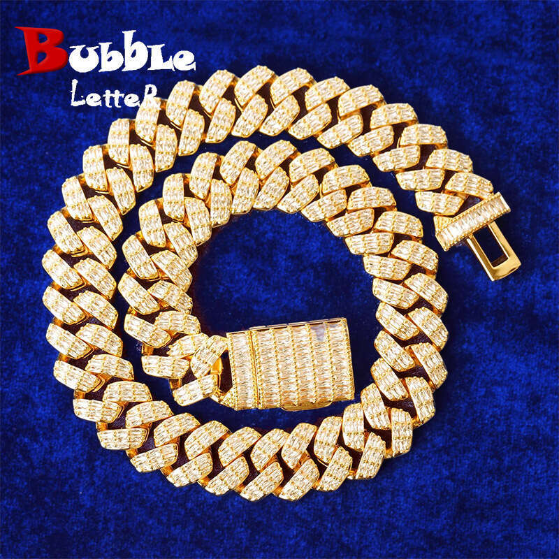High-quality cross-border European and American popular square zirconium diamond-shaped Cuban chain flip-necklace, personalized hip-hop rock jewelry