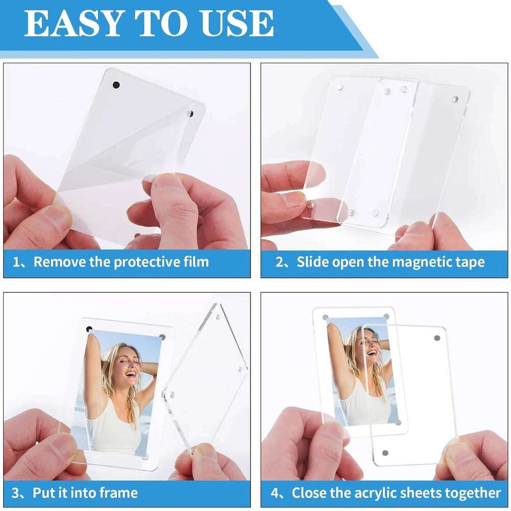 Acrylic Fridge Photo Frames 6x9cm Home Decor Double Sided Clear Frame for Display 2.46x3.54 Inch Magnet H260306