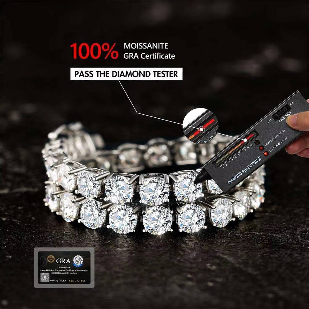 Fine Moissanite Jewelry 2/3/4/5mm Tennis Chain Men Women White Gold Plated 925 Sterling Silver Jewelry Wedding Bridal Bracelet