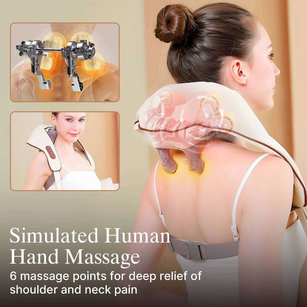 - and Shoulder Massager, Cordless Lymphatic Neck Massager with Heat for Pain Relief Deep Tissue, Portable Recharge 26Y0307