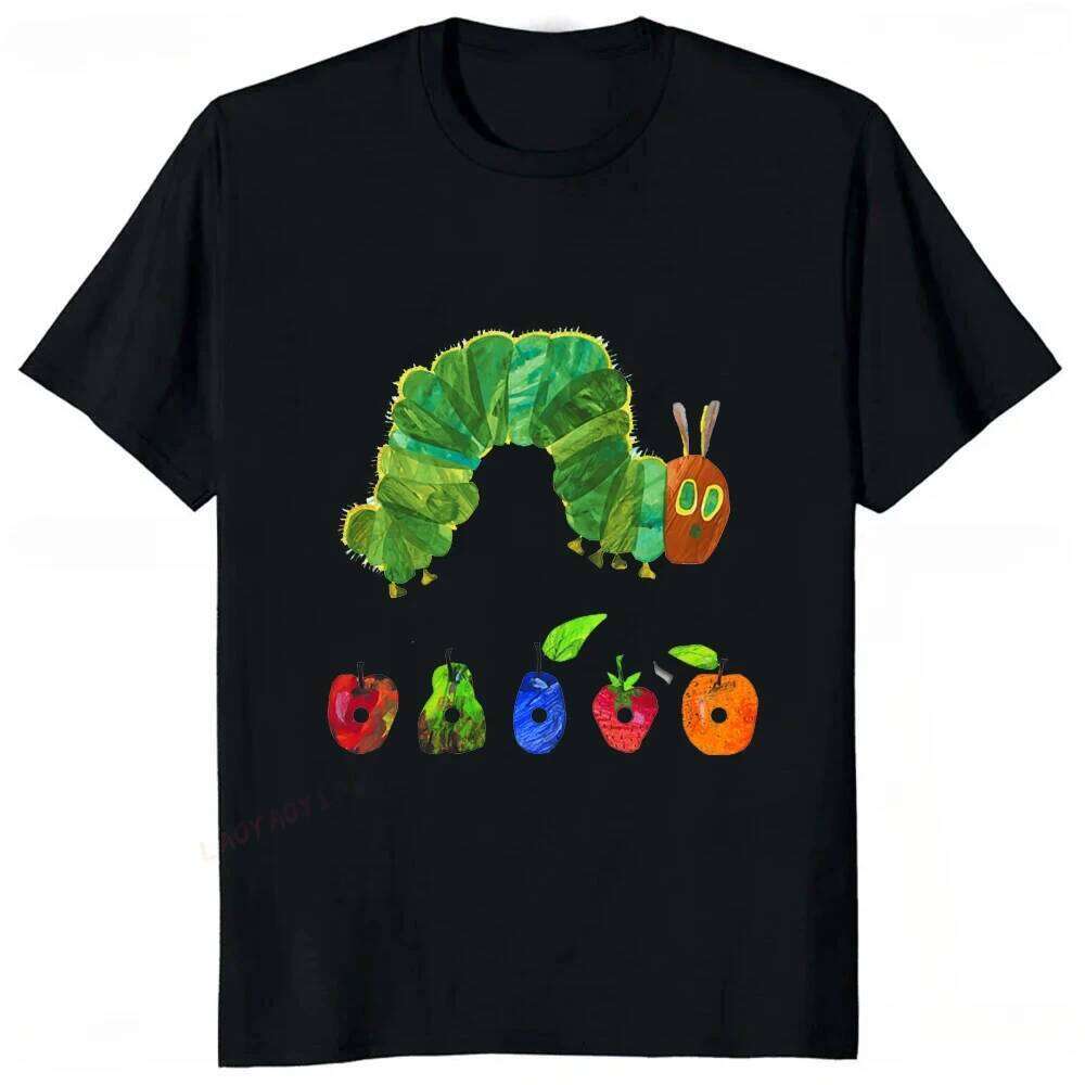 The Very Hungry Caterpillar Cartoon Printed Tshirt Summer Style Casual Fashion Couples Clothing Y2K Harajuku Unisex Tees XJ260306