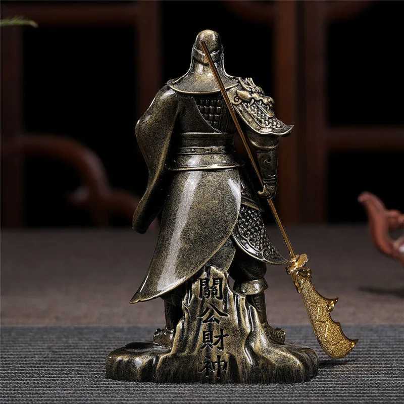 Chinese Guan Gong Bronze Resin Statue Feng Shui Figurine for Home Decor & WealthT260307