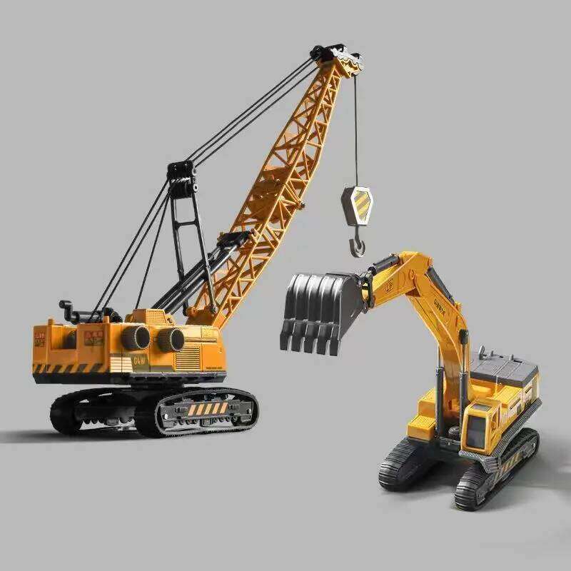 Engineering Diecast Crane Bulldozer Excavator Vehicle Construction Alloy+Plastic Tractor Inertial Model Toys for Children Boys Z260307