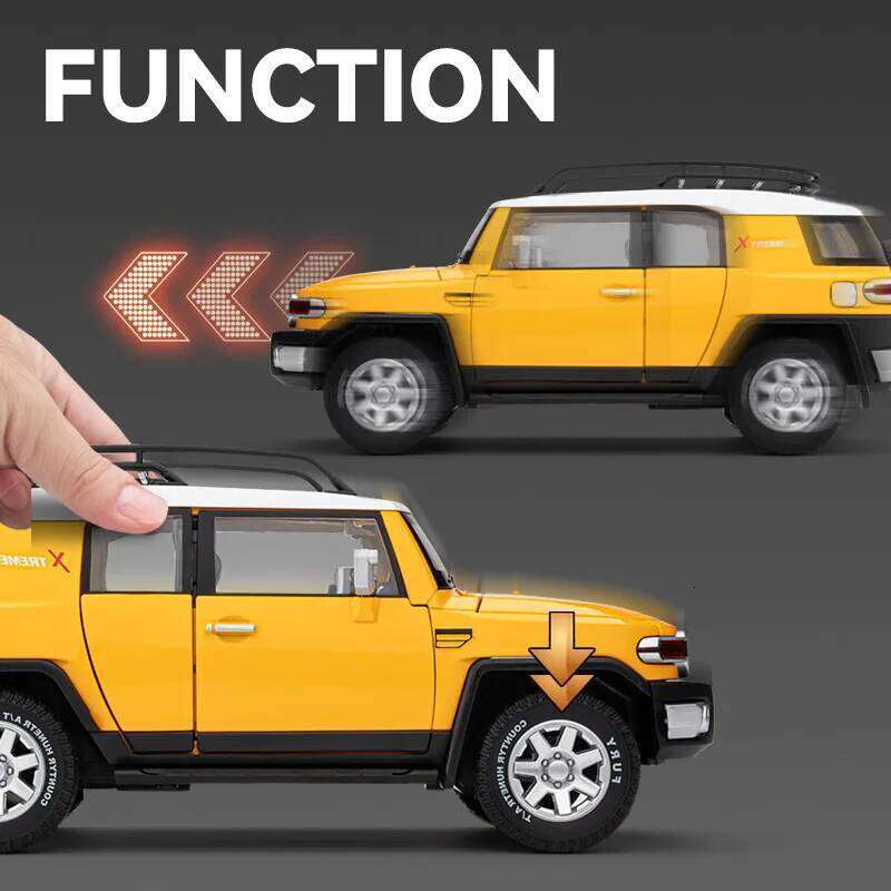 LICENSED 1:24 Toyota cruiser FJ Colooze cross country Off Road vehicle alloy model SUV simulated sound light Kid Birthday Gift Z260306