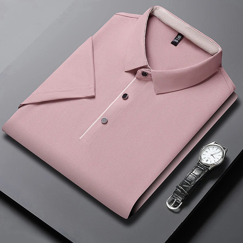 Solid Color Polo Shirt Men Business Polo Collar Half sleeved Top Summer Casual Short sleeved T-shirt Men Mountaineering Shirts 260304