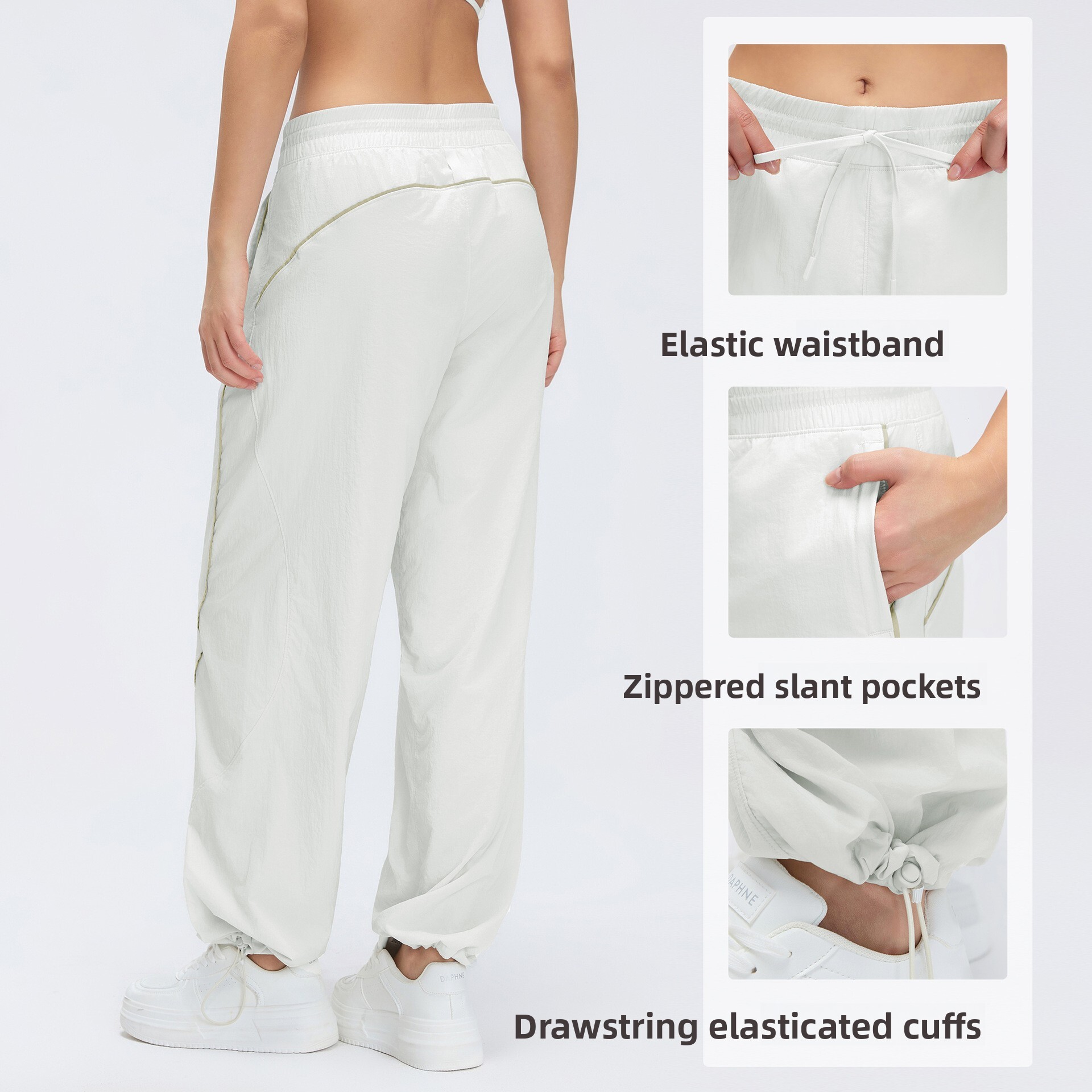 Spring Summer Loose Breathable Sports Mid-Waist Drawstring Straight-Leg Jogger Two-Way Casual Pants Thin