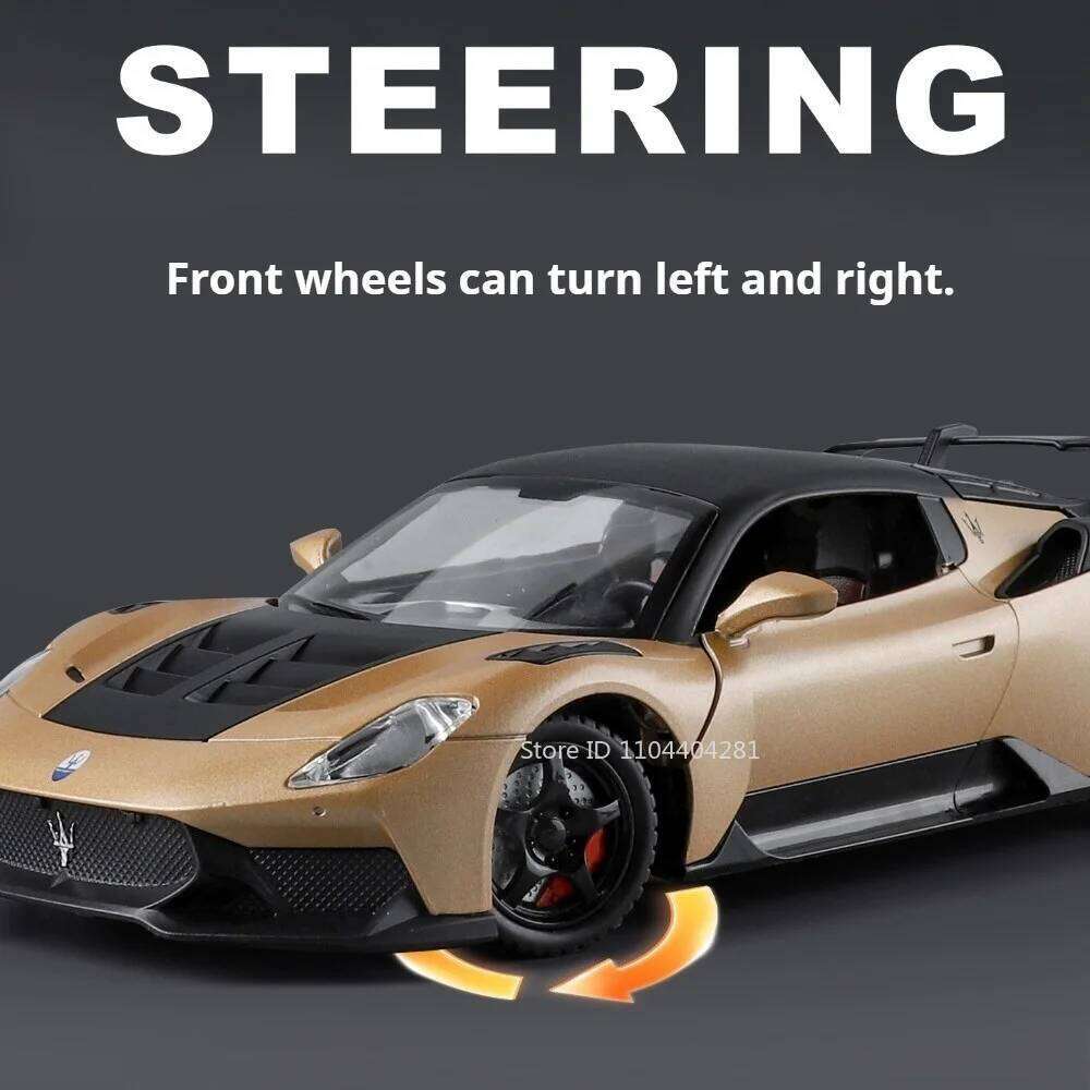 1:24 GT2 Valkyrie Diecast Alloy Model Toy Sportscar Front Wheel Steering Doors Opened with Sound Light Vehice Kid Christmas Gift Z260306