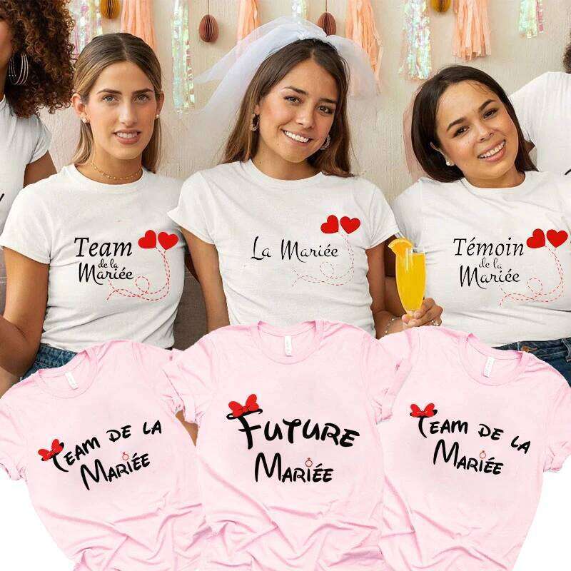 Bachelorette Hen Party Evjf Future Team Bride T-Shirt French Women Short Sleeved Tees Graphic Tops Bridal Shower Wedding Clothes XJ260306 XJ260306