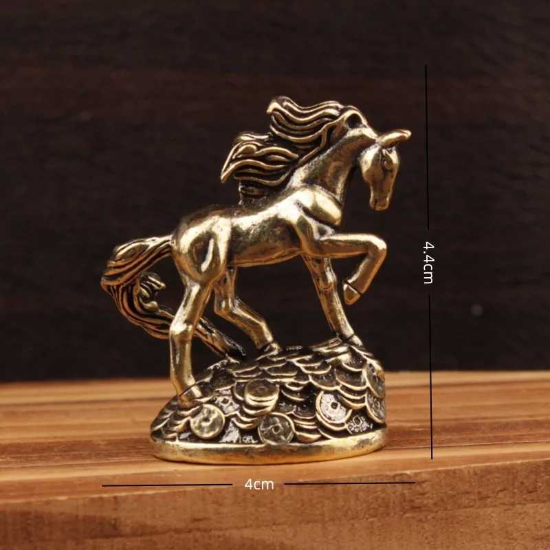 Chinese Bronze Zodiac Horse Statue Desktop Decor for Living Room Tea TableT260307