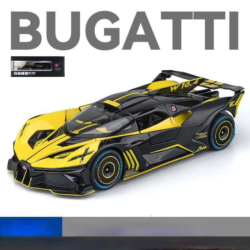1/24 Alloy Bugatti Bolide Sports Car Diecast Model Toy Simulation Vehicle Pull Back Sound Light Collection Toys for Kids Gifts Z260306