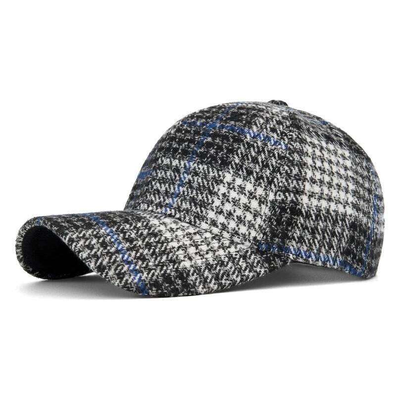 Hats Men Women New Classic Plaid Baseball for Autumn and Winter Hard-Brimmed Face-Slimming Duckbill Cap Sun Hat Y260304