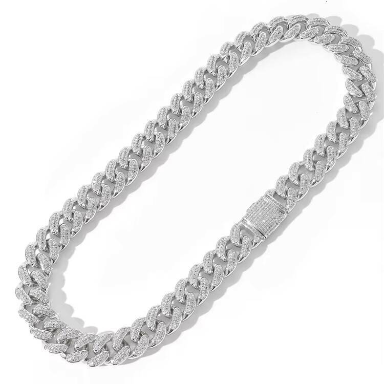 Hip Hop Unisex Gold Plated 925 Silver Moissanite Necklace with Iced Cuban Link Bling Chain GRA Certified for Men Rappers