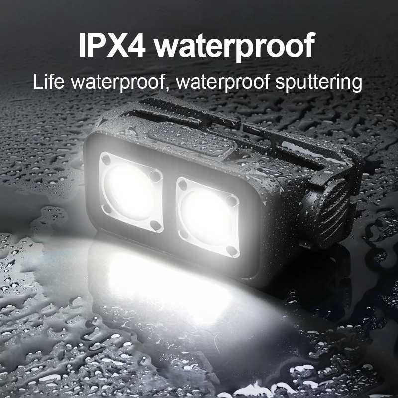 Portable Strong Light Sensor Head Flashlight White/Red Light Rechargeable Waterproof Headlight Led Head Lantern Fishing Camping H260307