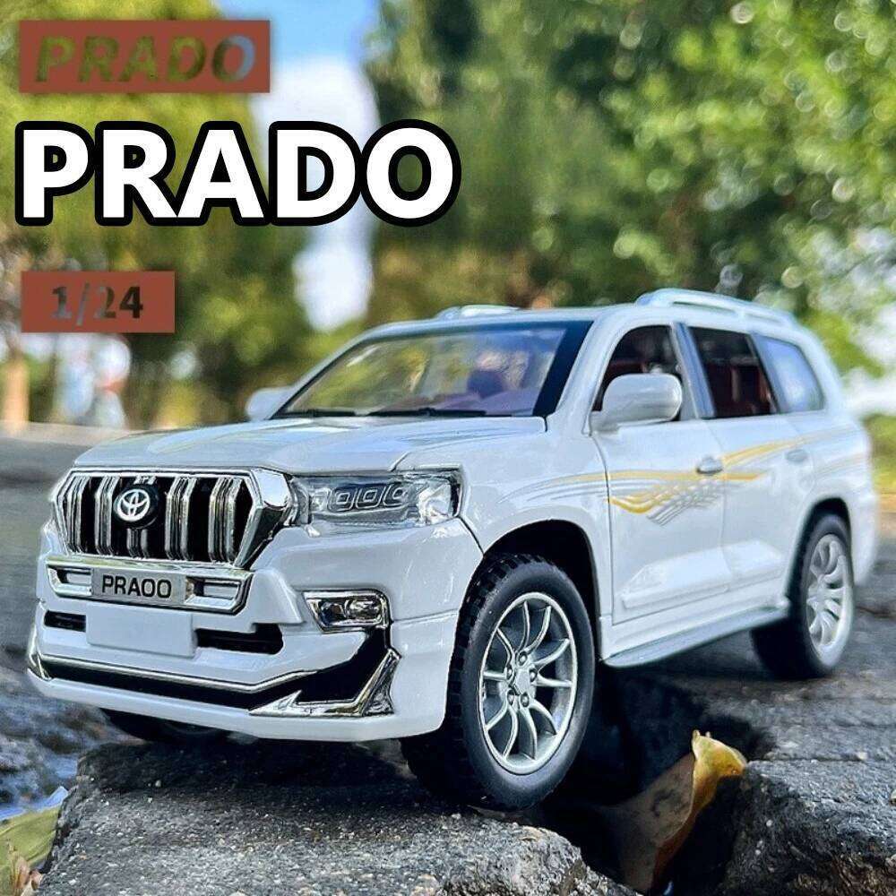 1:24 Scale Prado RAV4 Alloy Diecast Model Toys Miniature Car with Sound Light Pull Back Doors Opened Vehices Children's Day Gift Z260307