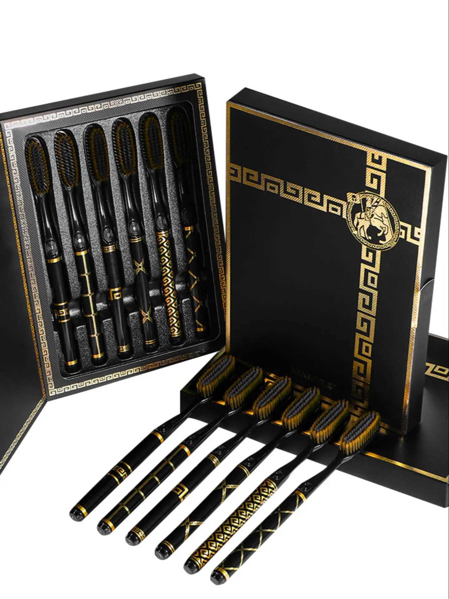 This 6-piece luxury toothbrush set features soft bristles for gum protection, making it ideal for couples and adult home use.T260307