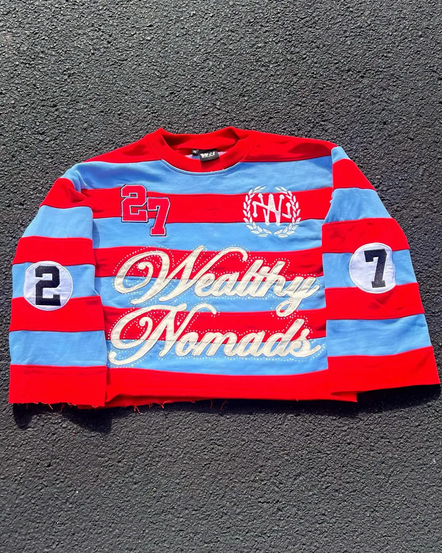 Men Women Hip Hop Letter Embroidery Patchwork Stripe Graphic T Shirt Y2k Harajuku Fashion Round Neck Shirt Long Sleeved T Shirts 260304