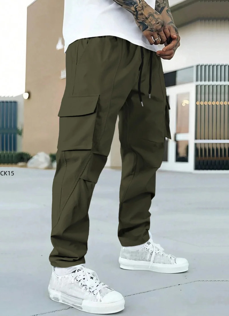 Mens Cargo Pants Multi-pocket Waterproof Wear-Resistant Casual Training Trousers Comfortable Breathable Overalls Clothing 260305