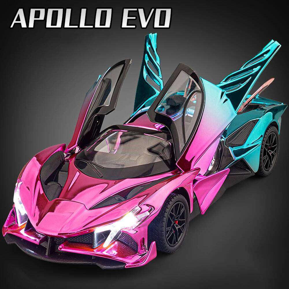1:24 Apollo EVO IE Alloy Models Sports Car Diecast Toys Doors Opened Sound Light Pull Back Vehices for Children's Birthday Gifts Z260306