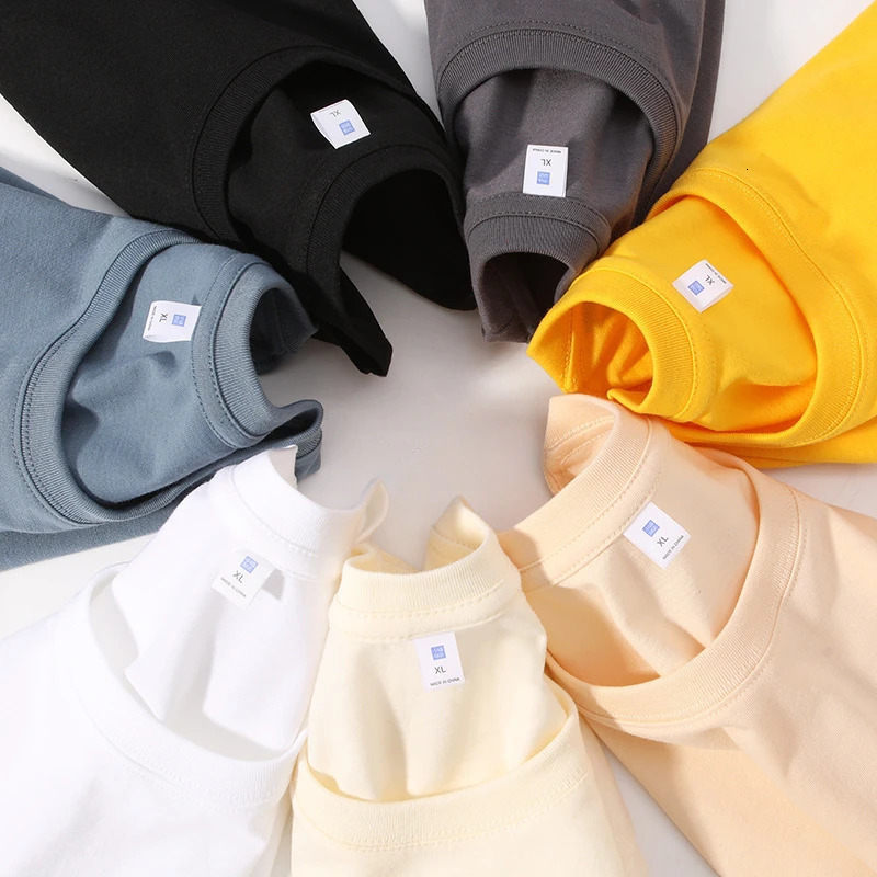 Cotton Longsleeved Tshirt Mens Solid Color Heavyweight Oneck Bottoming Shirt Spring Autumn Couple Casual Tops High Quality 260302