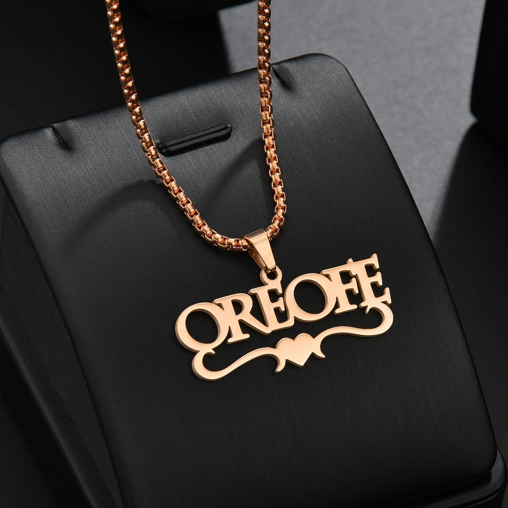 Atoztide Christmas Women Men Personalized Jewelry Stainless Steel Custom Name Pendant Necklaces Square Beads Chain Gifts 260302