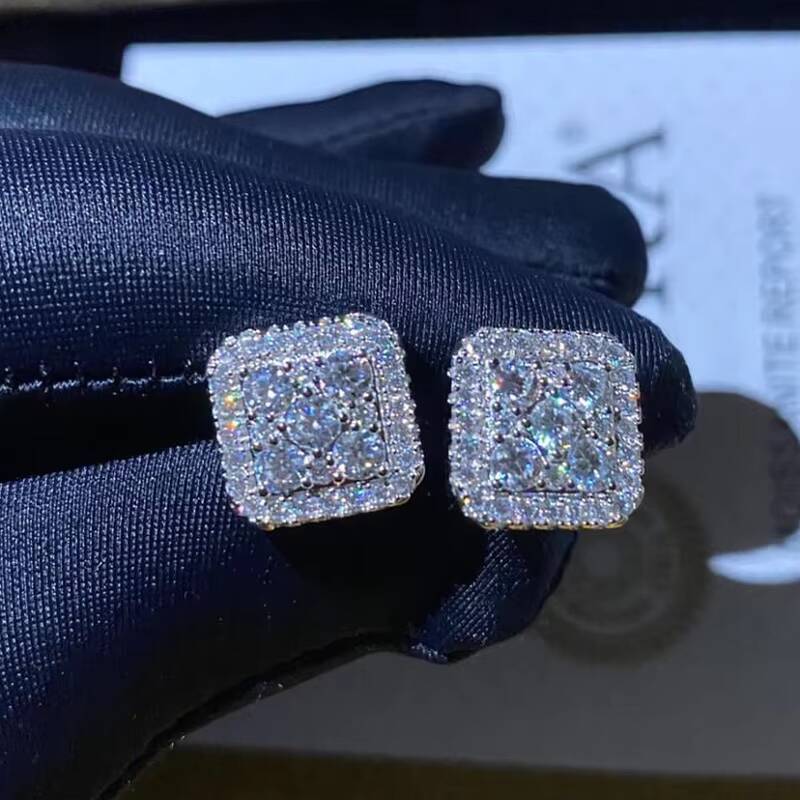 Wholesale VVS Moissanite Cut Diamond Silver Rose Gold Plated for Certified Hoop Stud Earrings 7-30G Factory Price Men Women