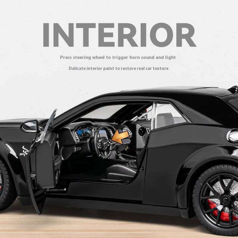 1/24 Alloy Die-casting Hellcat Sports Car Model Simulation Sound and Light Pull Collection for Boys Toys Birthday Holiday Gifts Z260307