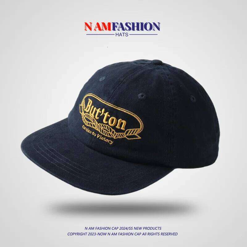 Retro Washed Cotton Soft Top Flat Eaves Men's and Women's Letter Embroidery Street Hip-Hop Baseball Cap Fashion Y260304