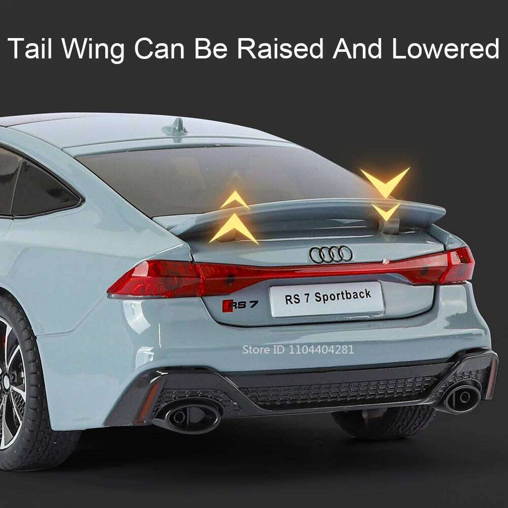 1:24 RS7 A6L Model Toy Diecast Alloy Car Front Wheel Steering Sound Light Pull Back Doors Opened Miniature Vehice Boy Adult Gift Z260306