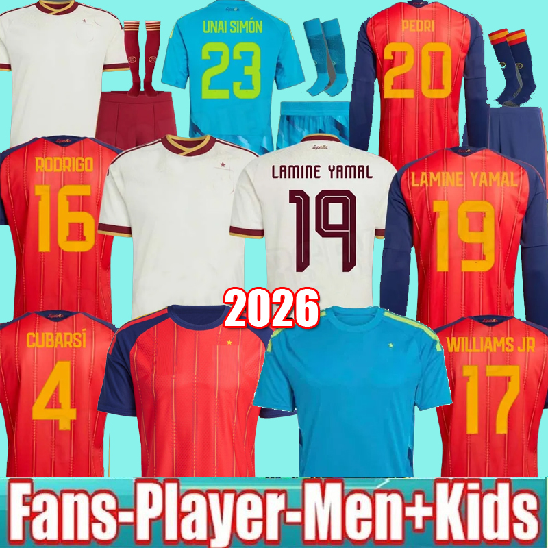 S-4XL spainS 2026 Soccer Jersey LAMINE YAMAL CARVAJAL 26 27 National Team Football Shirt Men Kids Kit FERRAN Camisetas Espana RODRI WILLIAMS JR