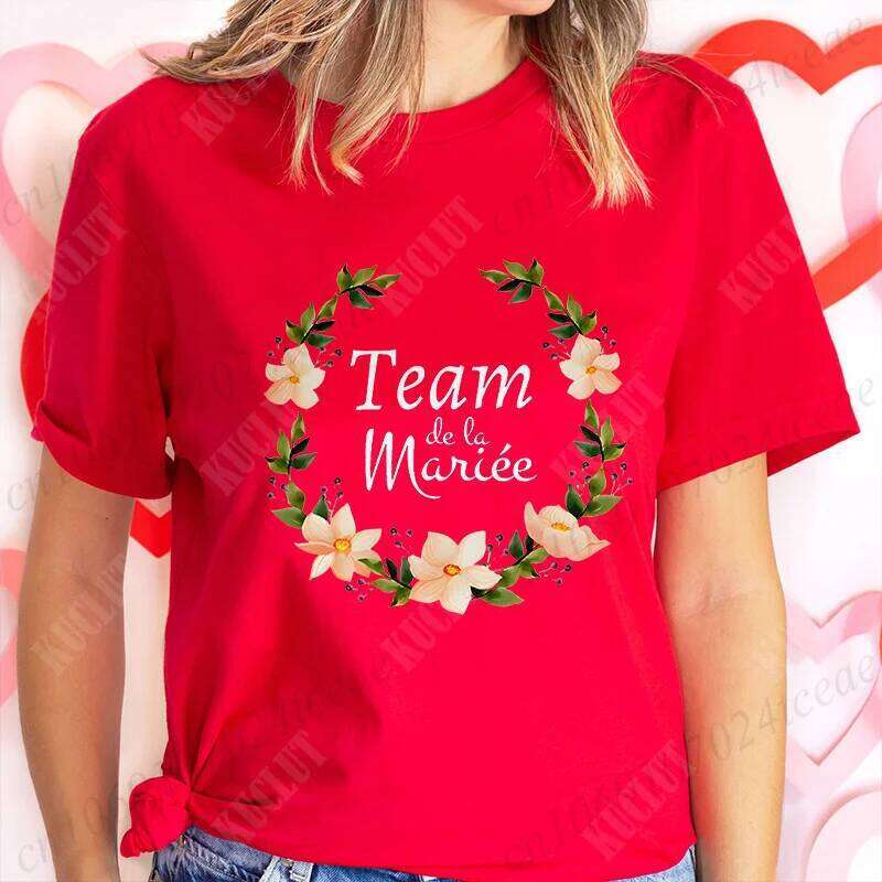 French Bridal Wedding Team T-Shirt Bachelorette Party Tops Flower Crown Graphic Tshirt Evjf Future Bride Bridesmaid Tees XJ260306 XJ260306